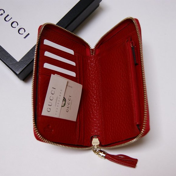 Gucci Soho Red Leather Zip Around Wallet Purse - Picture 6 of 7